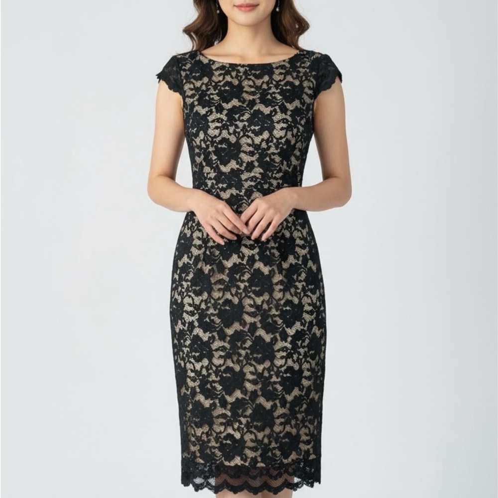 Elegant Black Lace Dress By ABS - Alan Schwartz.  Size M.